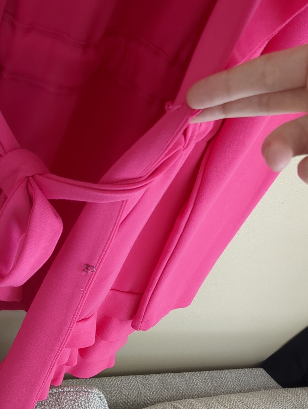 Large Cupio Hot Pink Ruffle Long Line Jacket - Picture 7 of 14